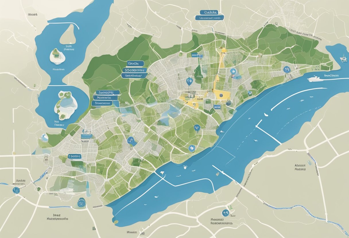 A map of Rio de Janeiro with highlighted locations of SEAP facilities and labeled areas for prisoner placement